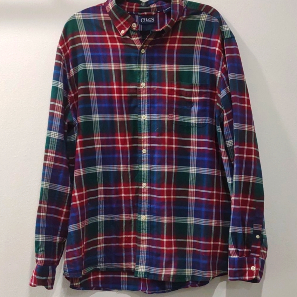 Chap's Plaid Button Down Casual Shirt